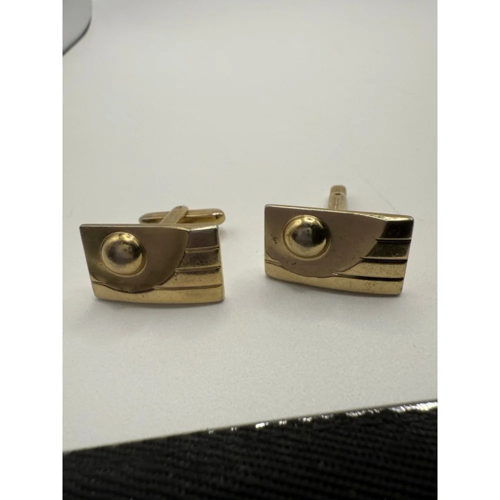 Men's Hickok Gold Tone Cuff Links One Size Vintage